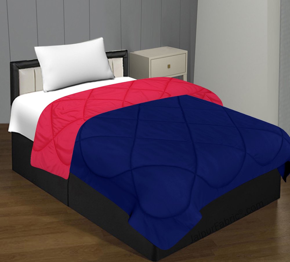 Dark Pink Navy Blue Single Bed Comforter