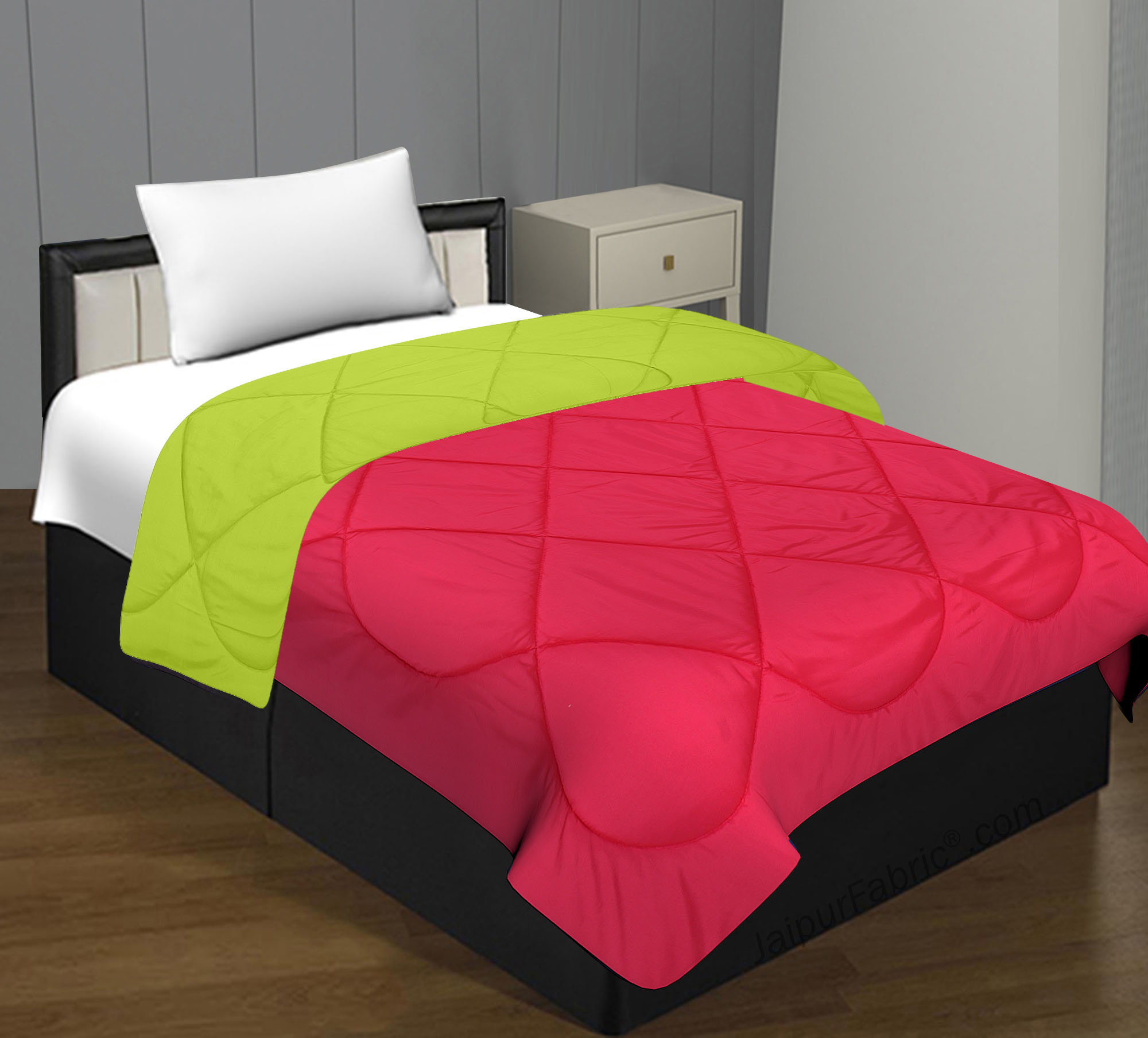 Dark Pink Parrot Green Single Bed Comforter