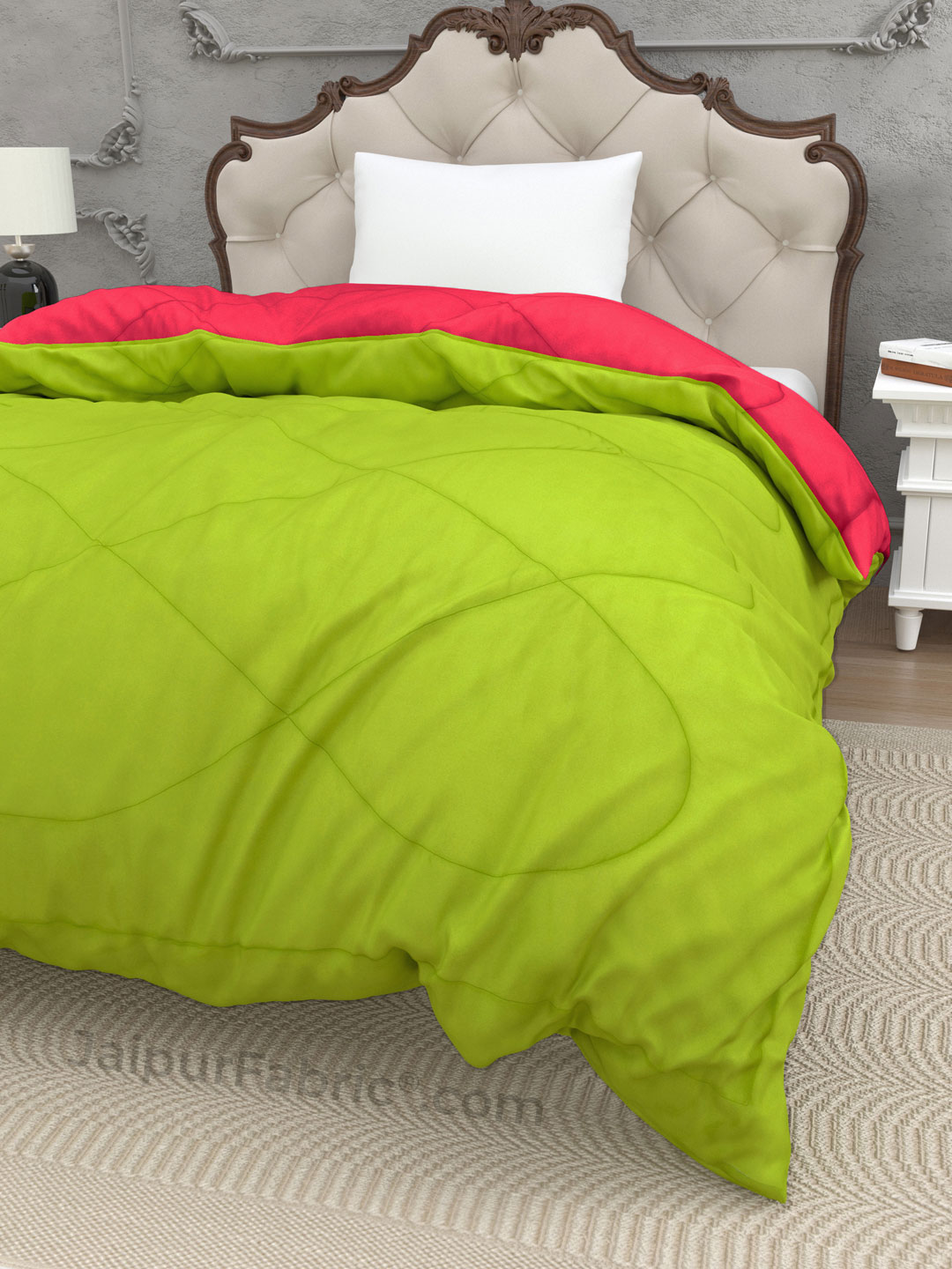 Parrot Green Dark Pink Single Bed Comforter