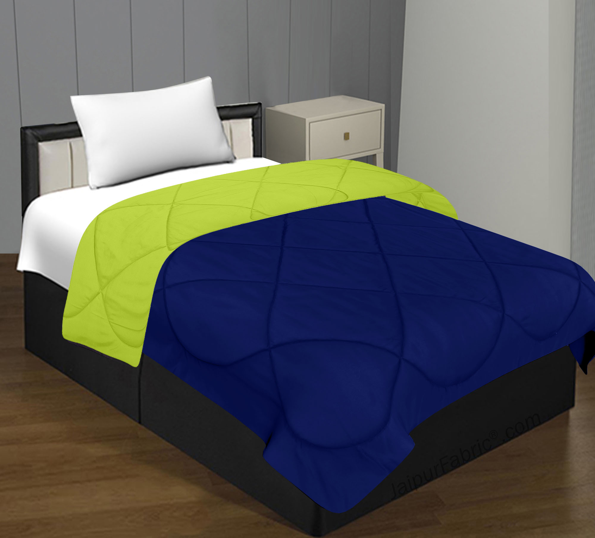 Navy Blue Parrot Green Single Bed Comforter