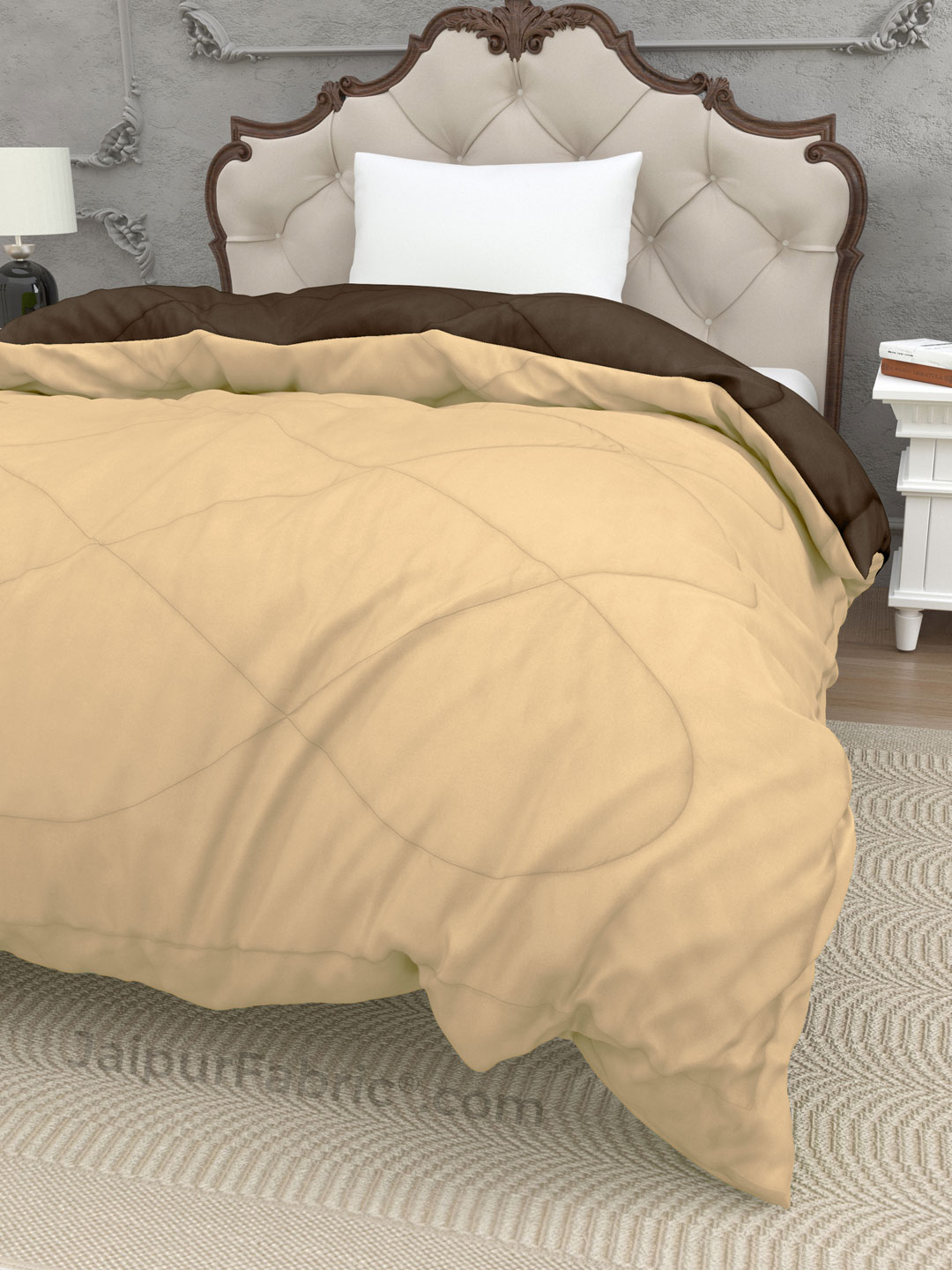 Off White Dark Brown Single Bed Comforter