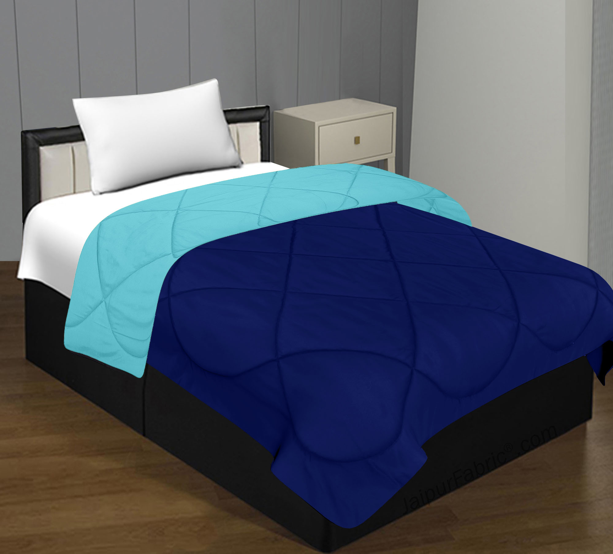 Navy Blue- Aqua Green Single Bed Comforter