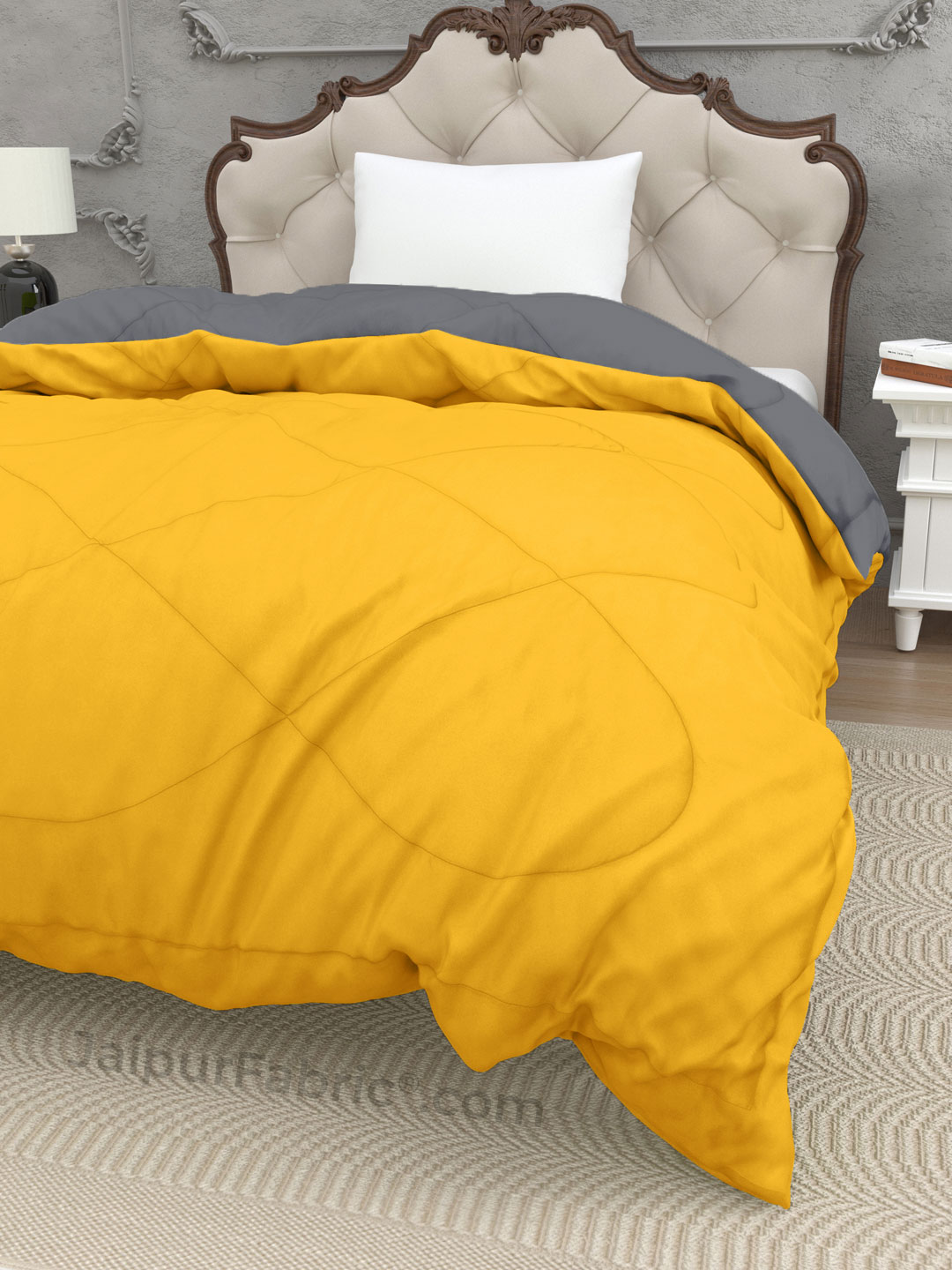 Mango Yellow Light Grey Single Bed Comforter