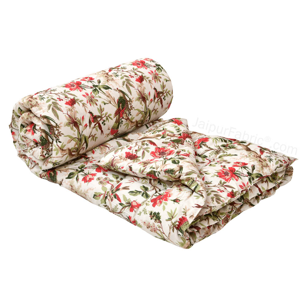 JaipurFabric® Anokhi Print Peach Bird Bed in a Bag Set of 4