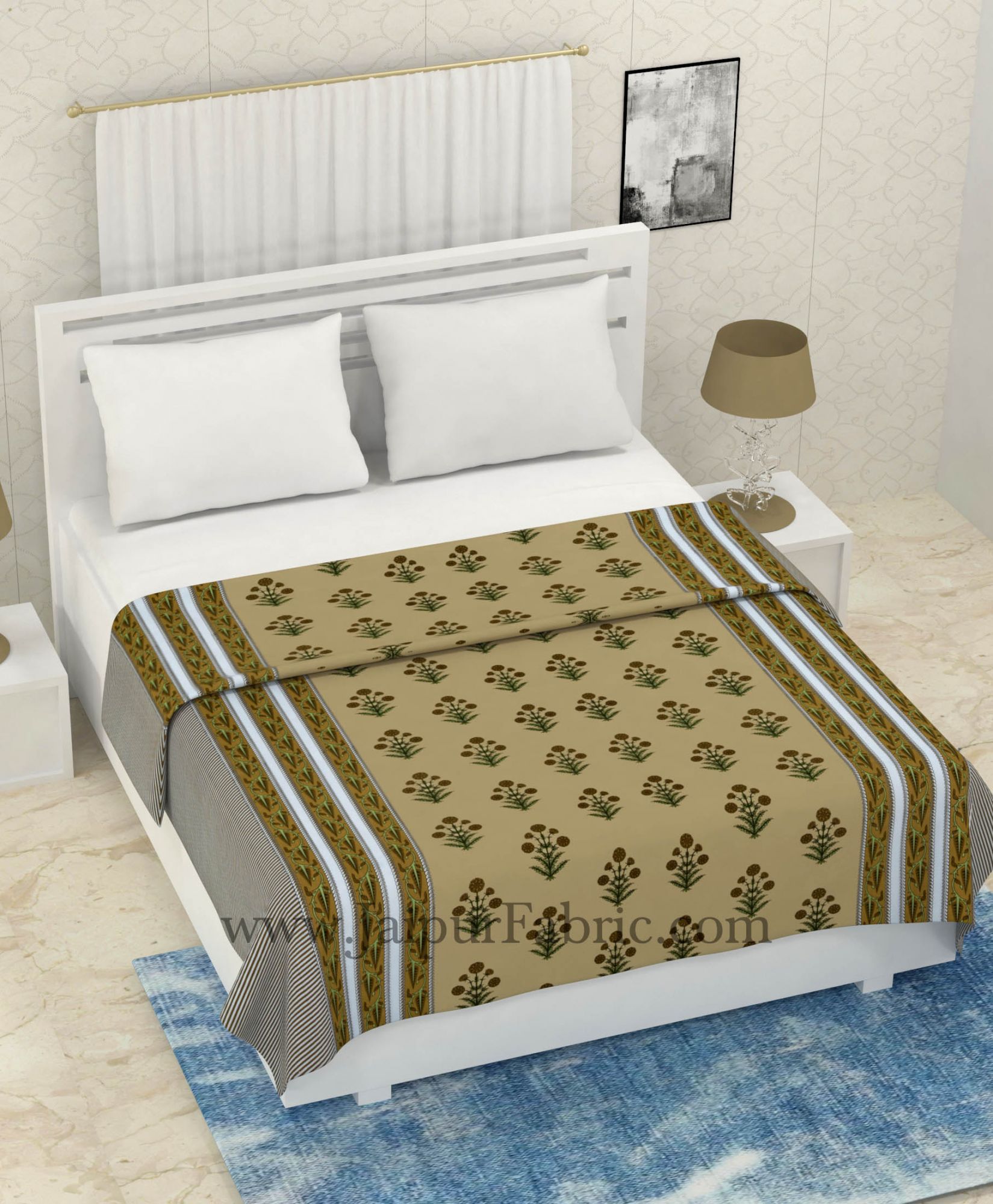 COMBO322 BROWN FLORAL BEDSHEET + COMFORTER SET