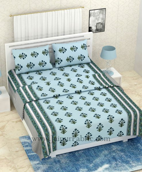 COMBO323 SEA GREEN FLORAL BEDSHEET + COMFORTER SET