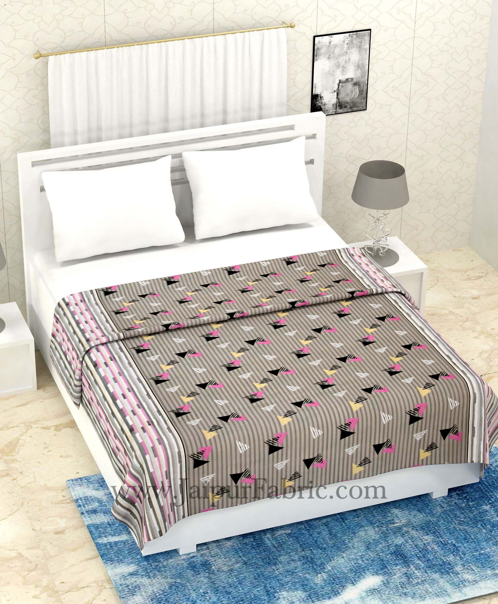 COMBO336 POLYGON BROWN PRINT BEDSHEET + COMFORTER SET