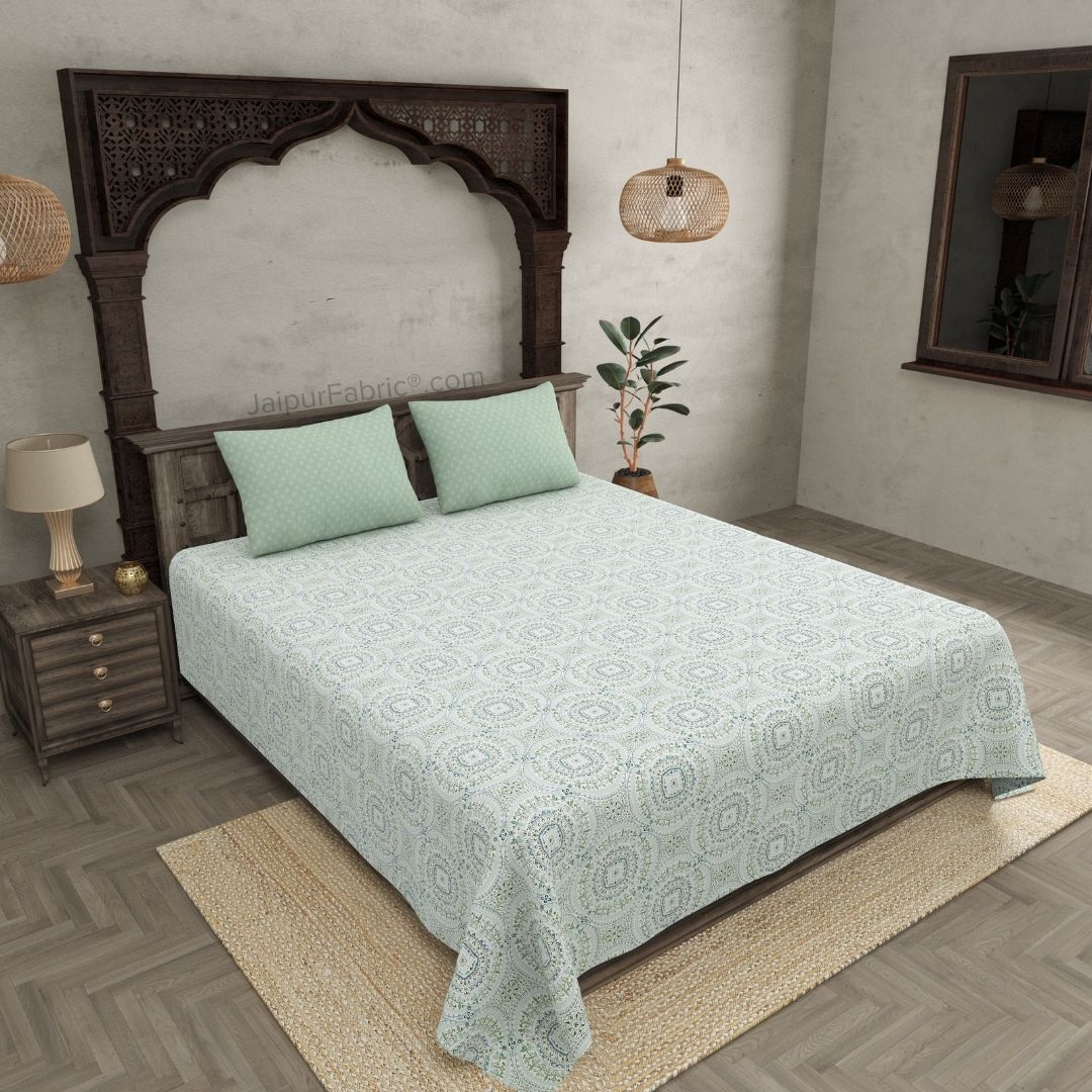 The Icon Green Cotton Dohar and Bedsheet Combo