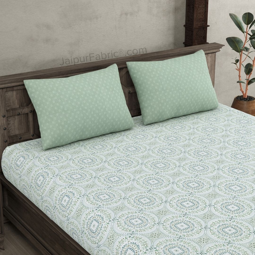 The Icon Green Cotton Dohar and Bedsheet Combo