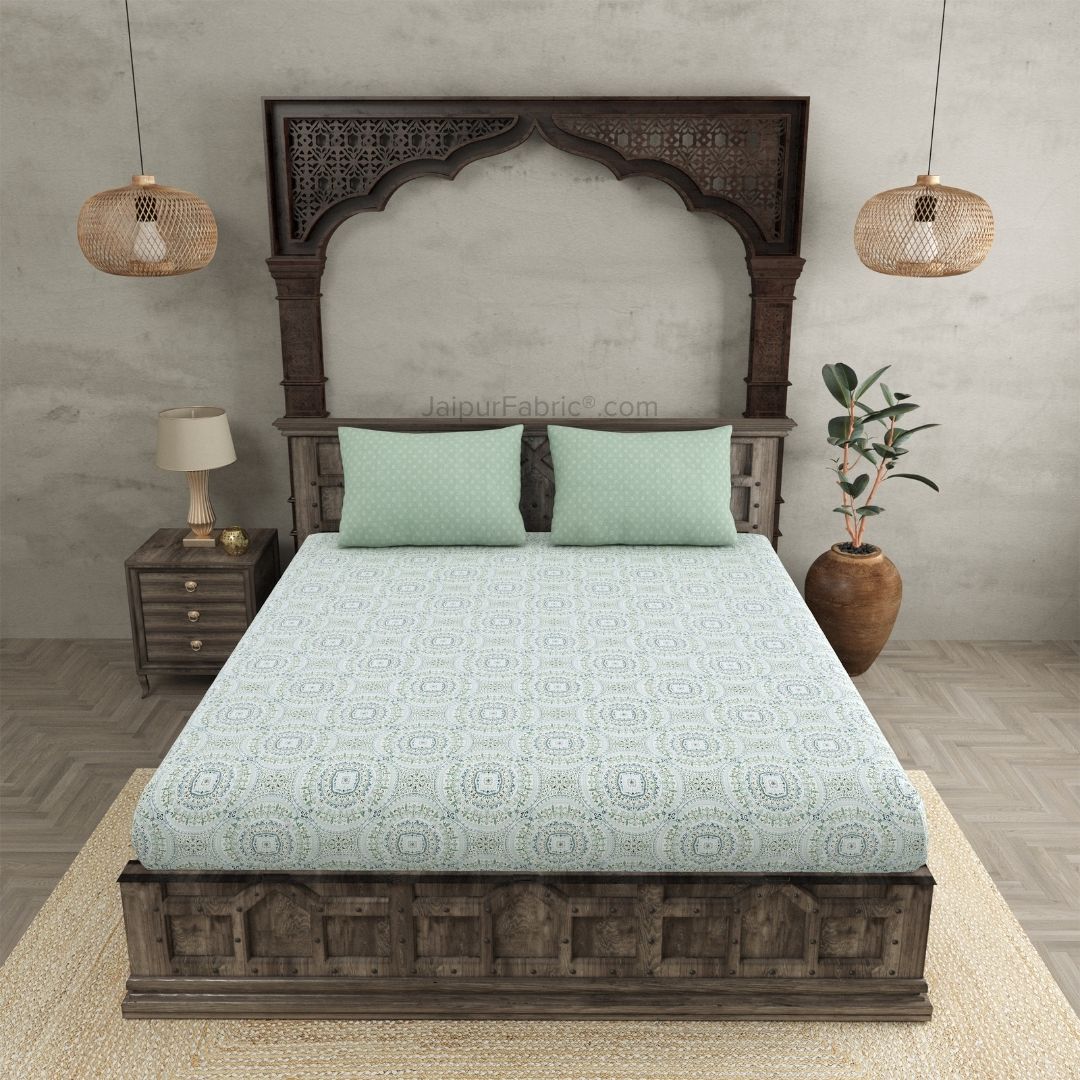 The Icon Green Cotton Dohar and Bedsheet Combo