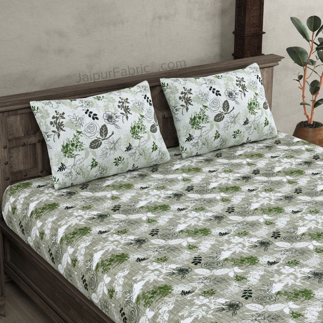 The Finest Pick Rose Pattern Green Dohar and Bedsheet Combo