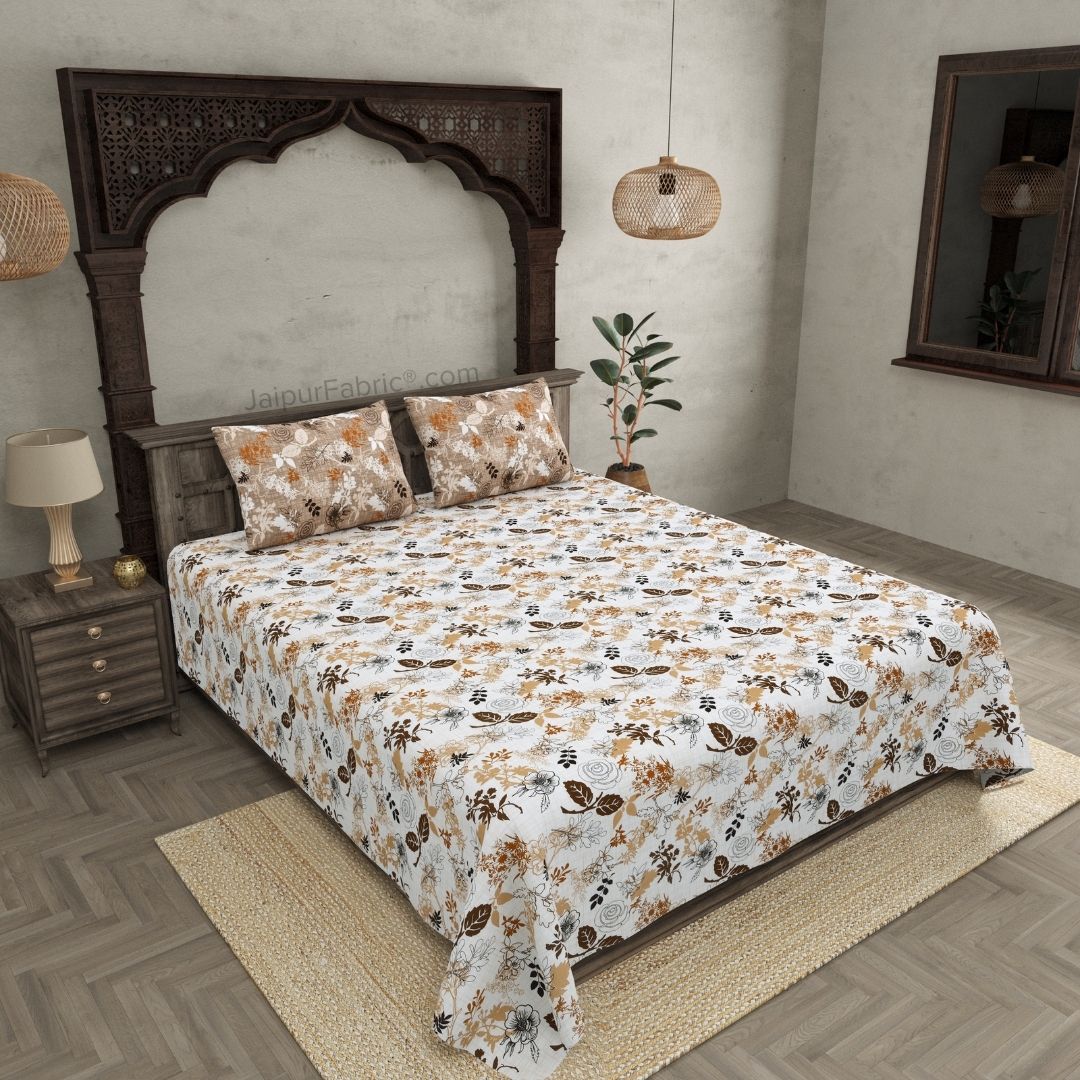 The Finest Pick Rose Pattern Brown Dohar and Bedsheet Combo