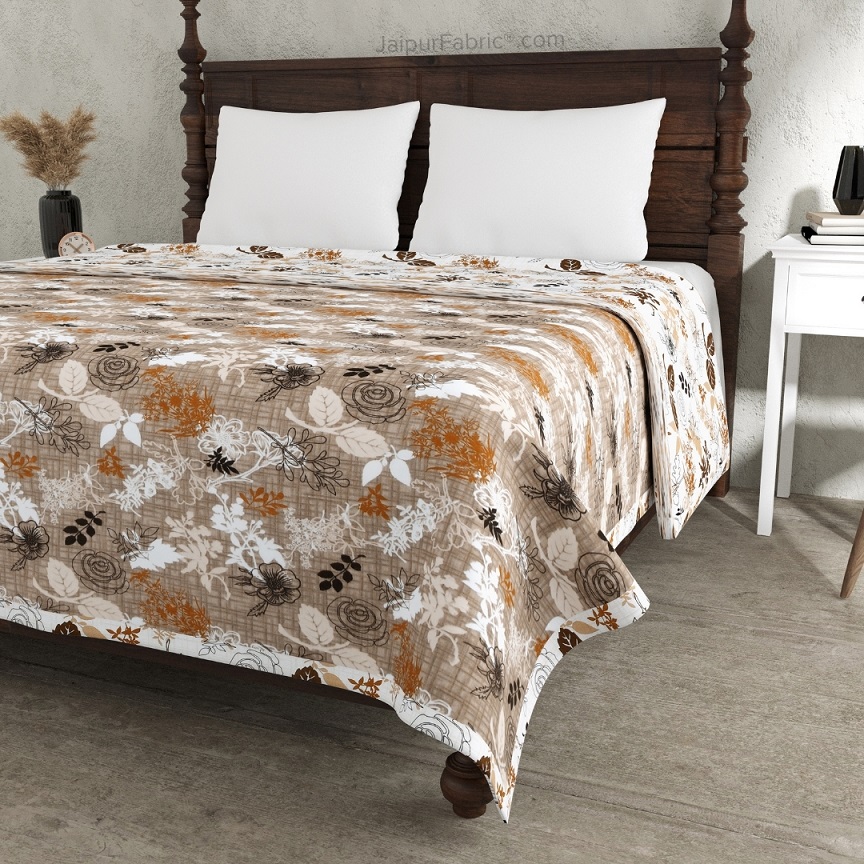 The Finest Pick Rose Pattern Brown Dohar and Bedsheet Combo