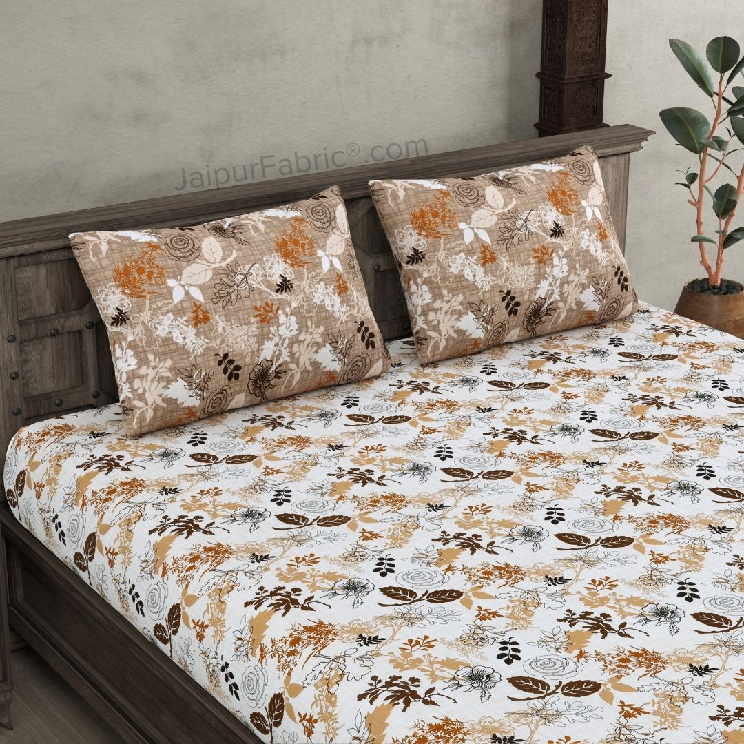 The Finest Pick Rose Pattern Brown Dohar and Bedsheet Combo