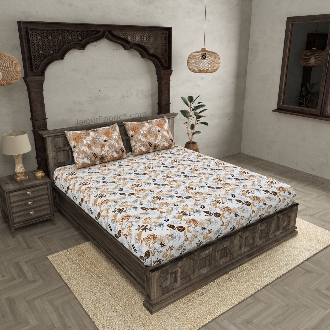 The Finest Pick Rose Pattern Brown Dohar and Bedsheet Combo