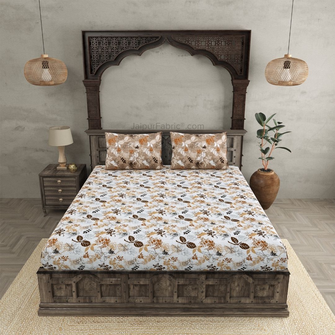 The Finest Pick Rose Pattern Brown Dohar and Bedsheet Combo