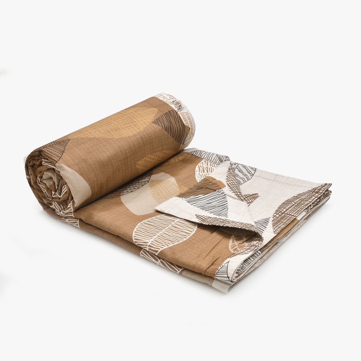 Autumn Fall Sandy Brown Dohar and Bedsheet Combo