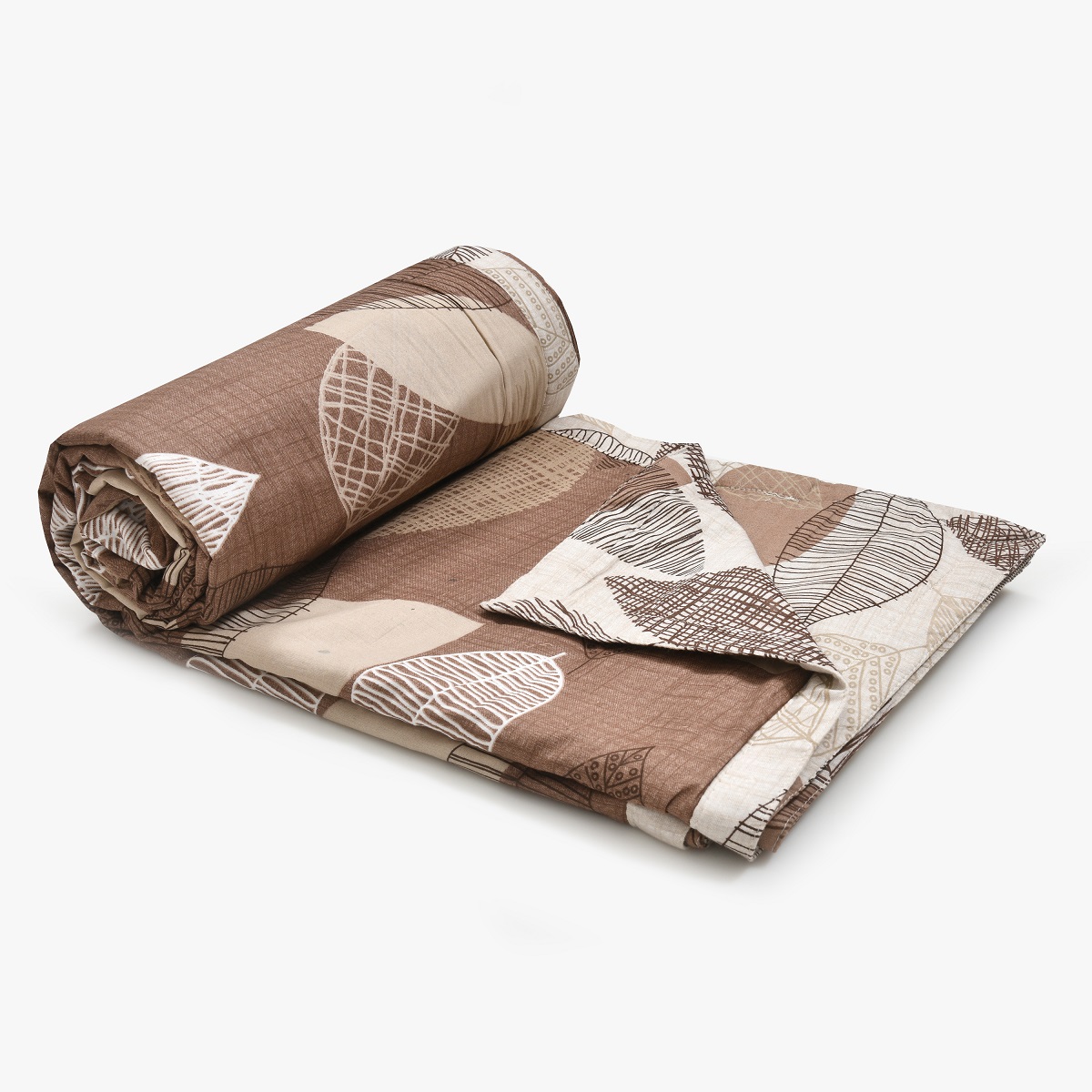 Autumn Fall Brown and Off White Dohar and Bedsheet Combo