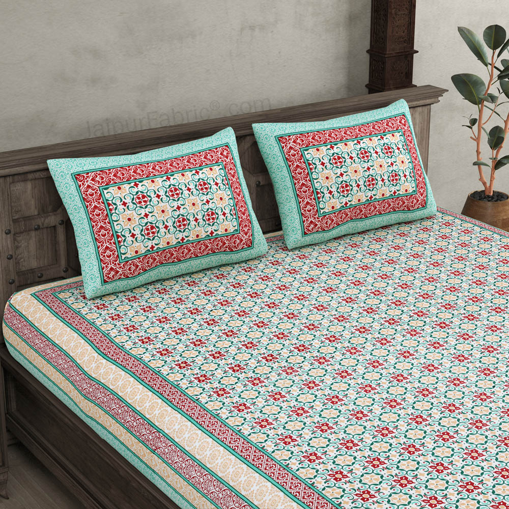 Catchy Canvas Green Double Bedsheet