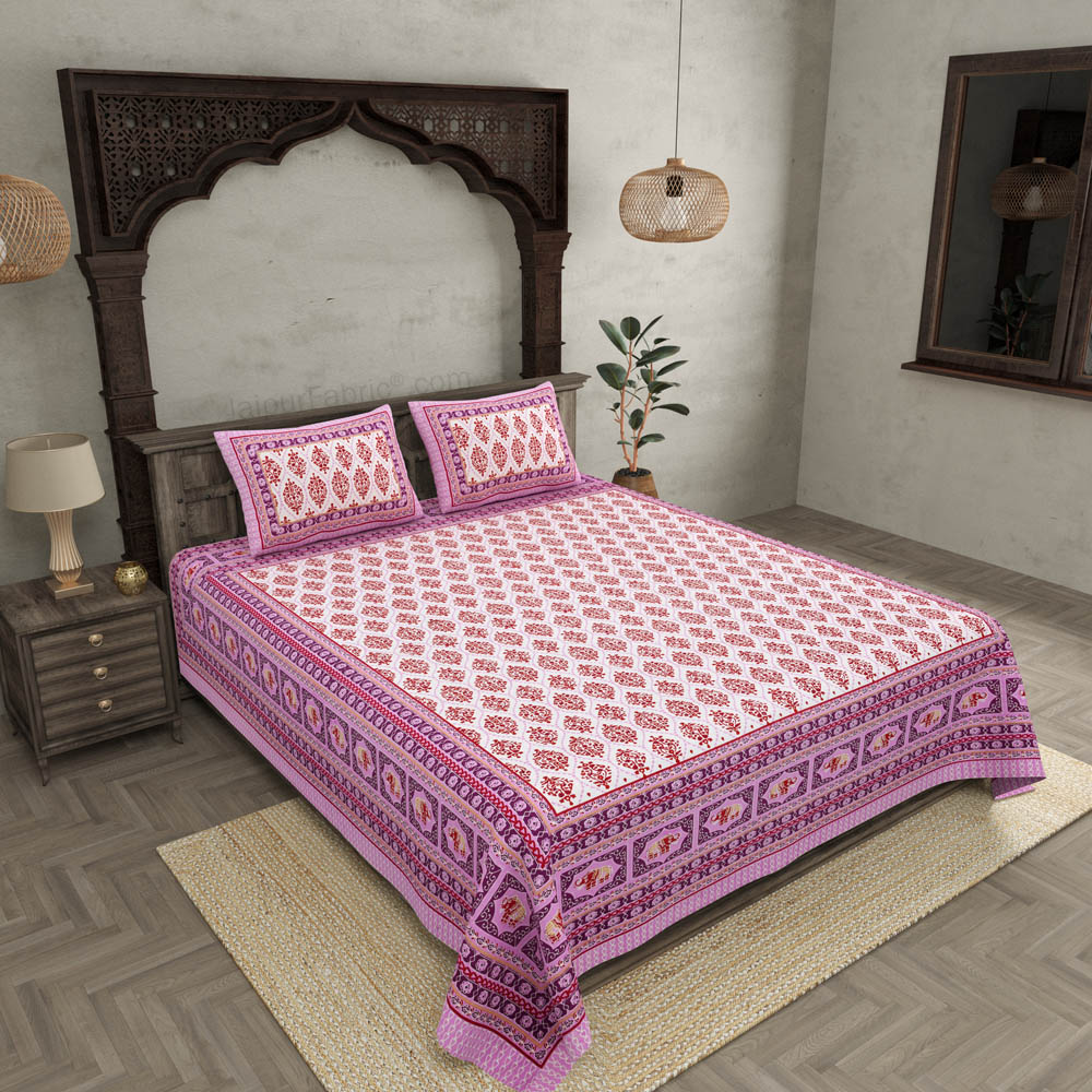 Welcom Tyohaar Pink Double Bedsheet