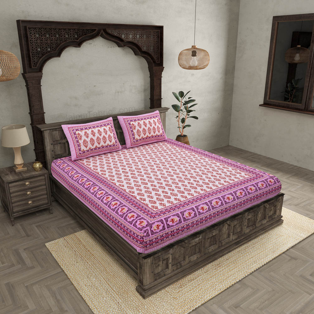 Welcom Tyohaar Pink Double Bedsheet