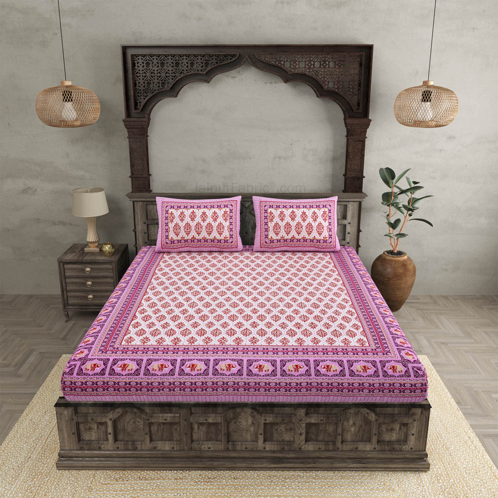 Welcom Tyohaar Pink Double Bedsheet