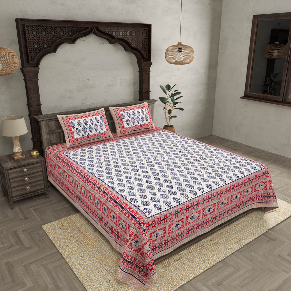 Welcom Tyohaar Red Double Bedsheet