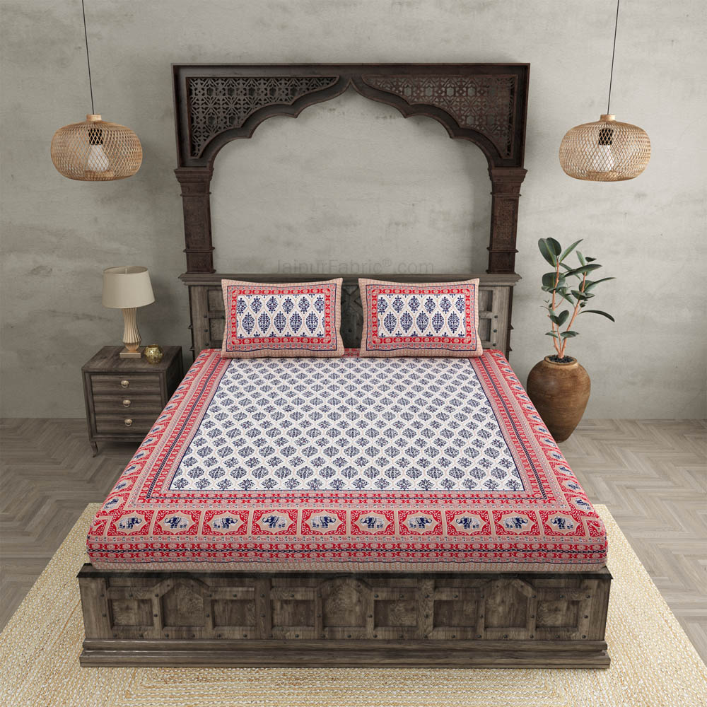 Welcom Tyohaar Red Double Bedsheet