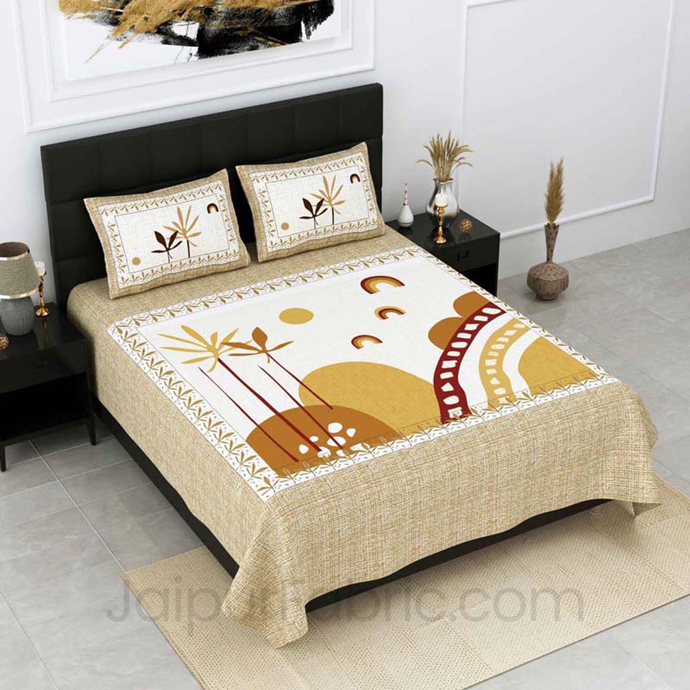 Bright Start Mustard Yellow Pure Cotton Double Bedsheet