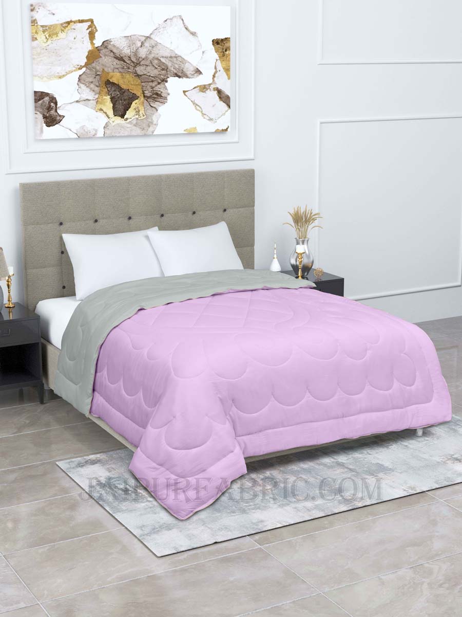 Ultra Soft Fluffy Reversible Purple Grey Dual Tone Pure Cotton Cover Premium Micro Fibre Filling Double Bed Comforter