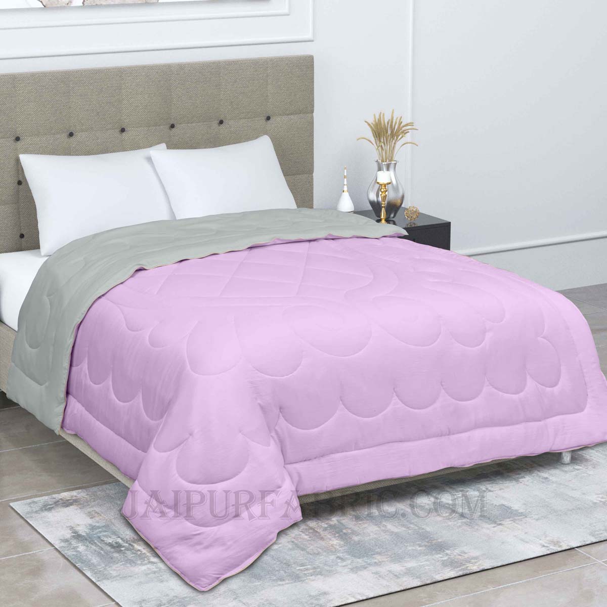 Ultra Soft Fluffy Reversible Purple Grey Dual Tone Pure Cotton Cover Premium Micro Fibre Filling Double Bed Comforter