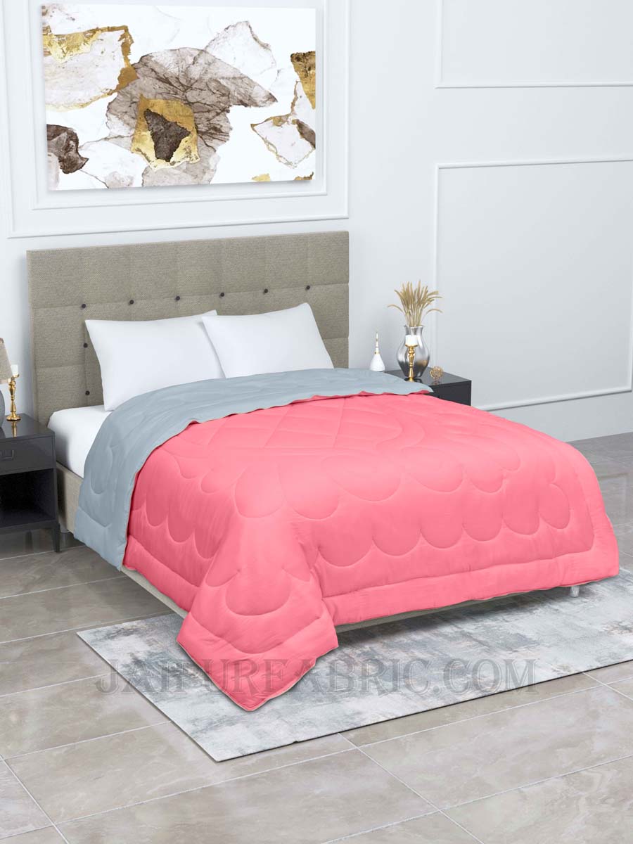 Ultra Soft Fluffy Reversible Grey Pink Dual Tone Pure Cotton Cover Premium Micro Fibre Filling Double Bed Comforter