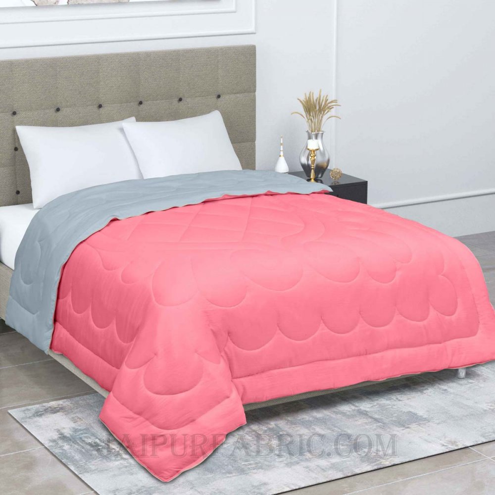 Ultra Soft Fluffy Reversible Grey Pink Dual Tone Pure Cotton Cover Premium Micro Fibre Filling Double Bed Comforter