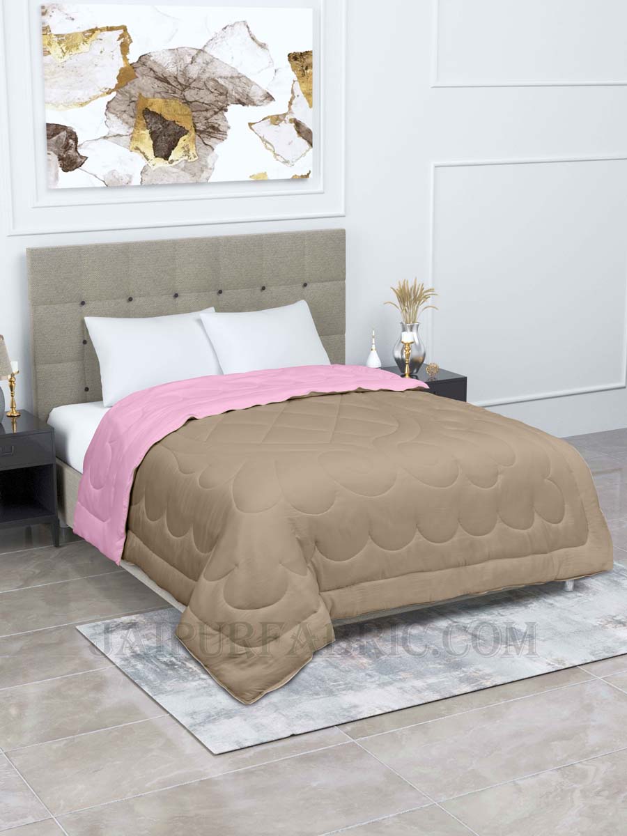 Ultra Soft Fluffy Reversible Pink Brown Dual Tone Pure Cotton Cover Premium Micro Fibre Filling Double Bed Comforter