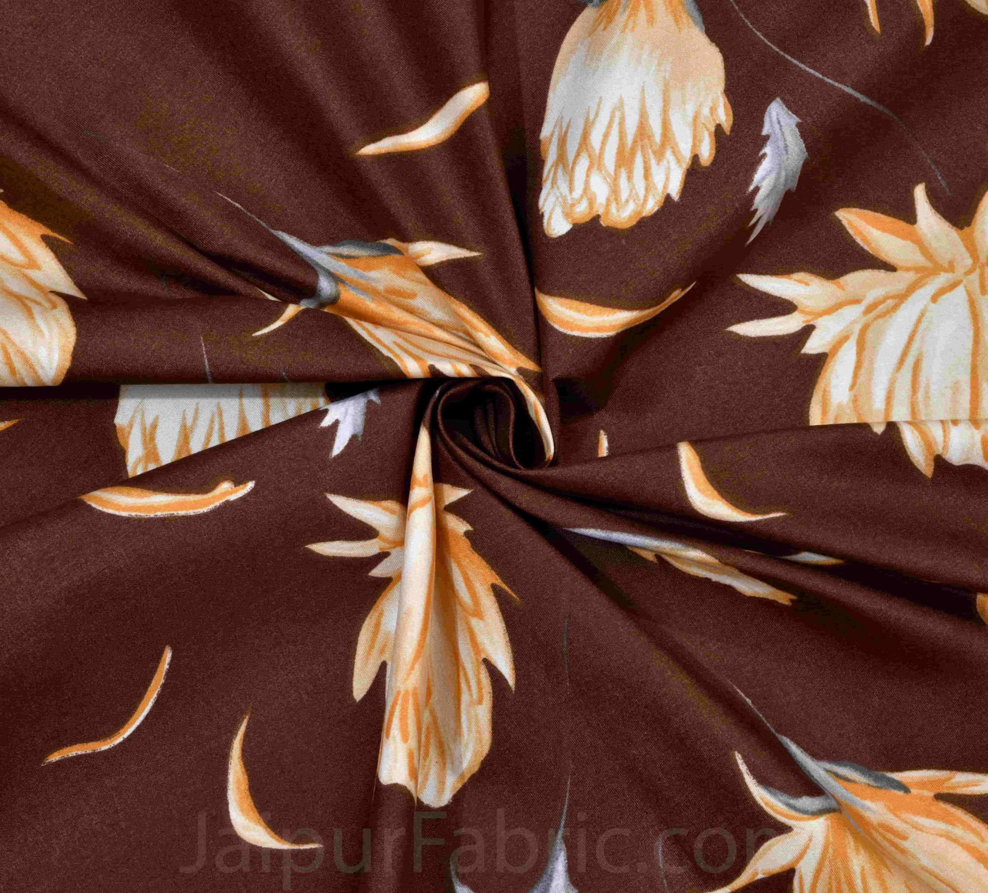 Chocolate Brown Lotus Floral Super Soft Double Bedsheet