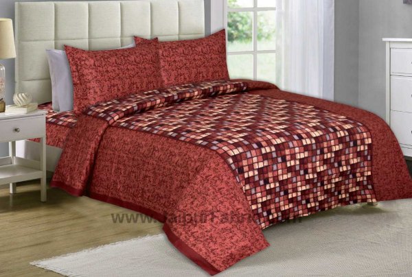 Procion Maroon Boxy Beauty Double Bedsheet