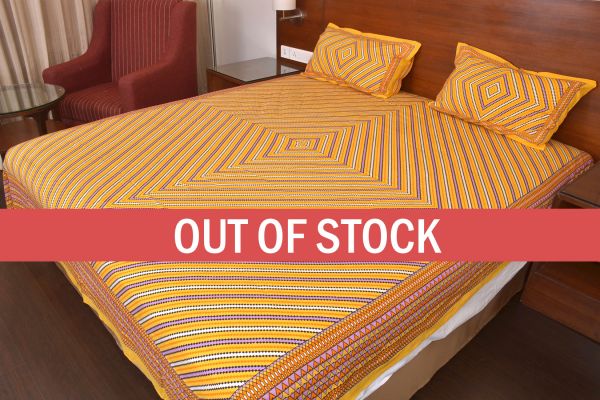 Yellow Zick Zack Print Double Bed Sheet