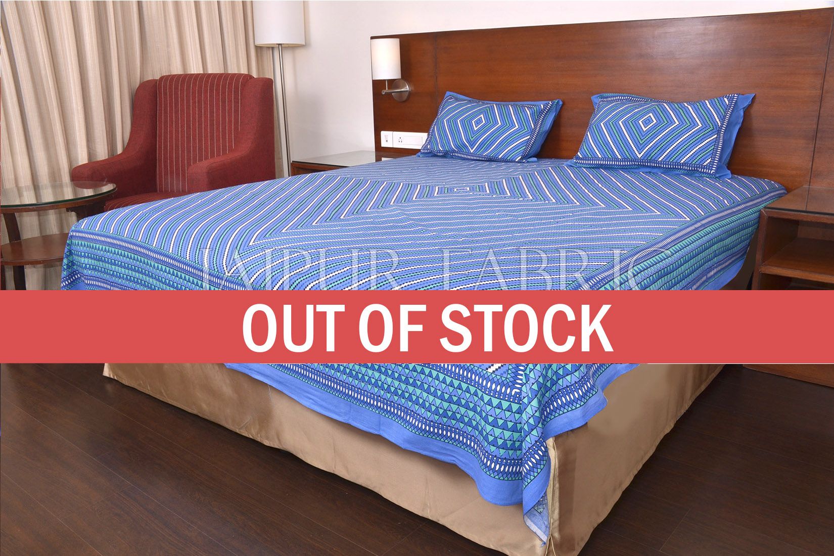 Blue Zick Zack Print Double Bed Sheet