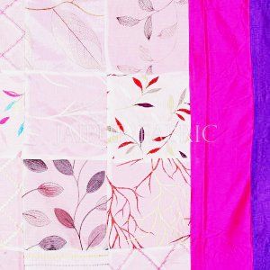 Magenta And Purple Border Gray Tisue Tukdi With Embroidery Silk Double Bedsheet