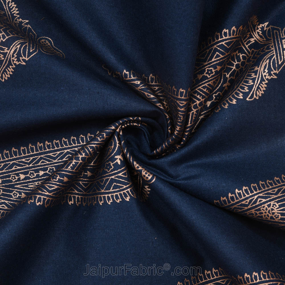 Patola Gold Navy Blue Tropical Festive Cotton BedSheet