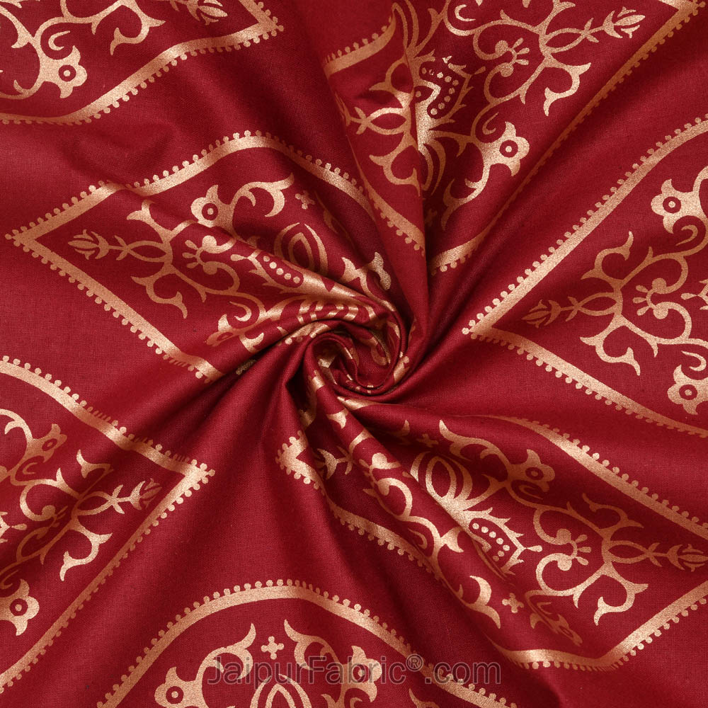 Patola Gold Royal Maroon Jaal Festive Cotton BedSheet