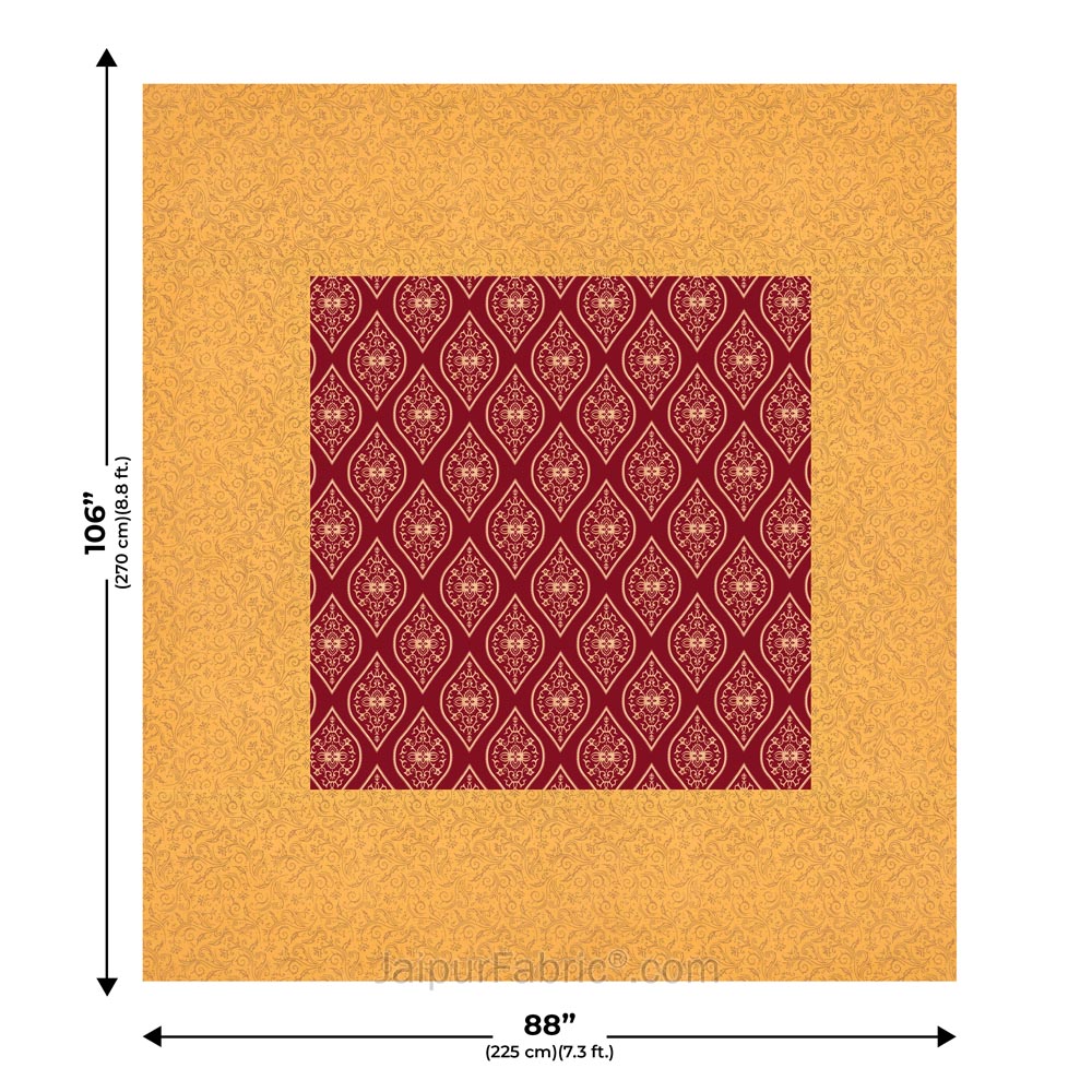 Patola Gold Royal Maroon Jaal Festive Cotton BedSheet