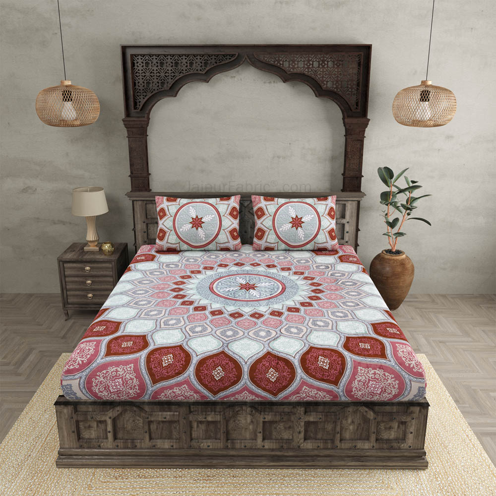 Sacred Shells Peach Cotton Double Bedsheet