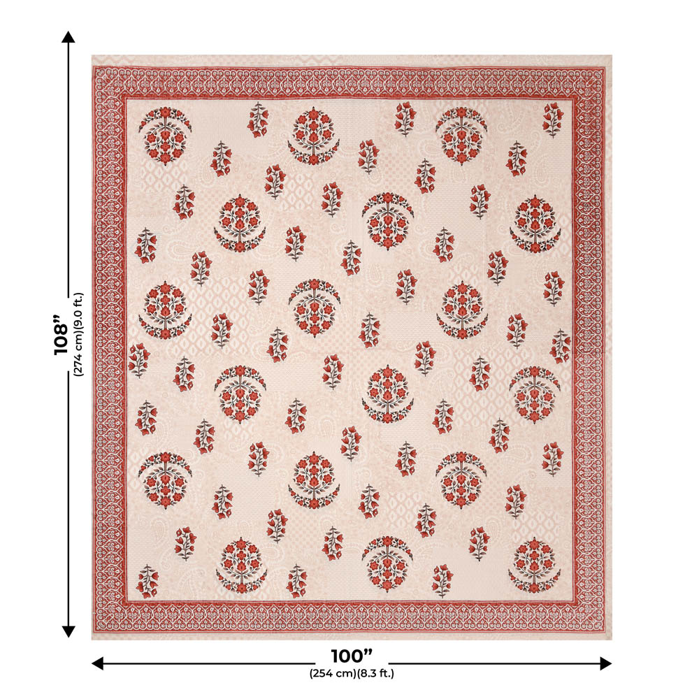 Floral Paradise Peach Cotton Double Bedsheet