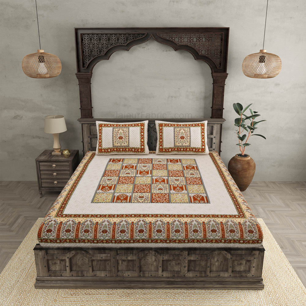 The Rich Legacy Brown Cotton Double Bedsheet