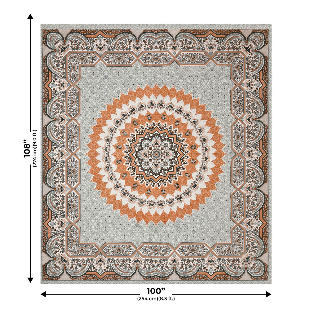 Flowery Mat Orange Cotton Double bedsheet