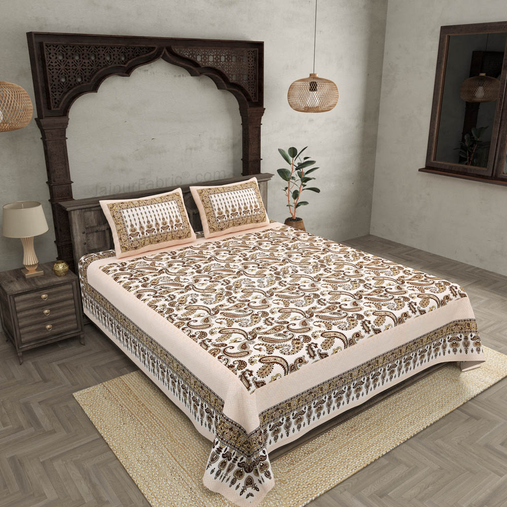 Forever Loved Brown Cotton Double Bedsheet