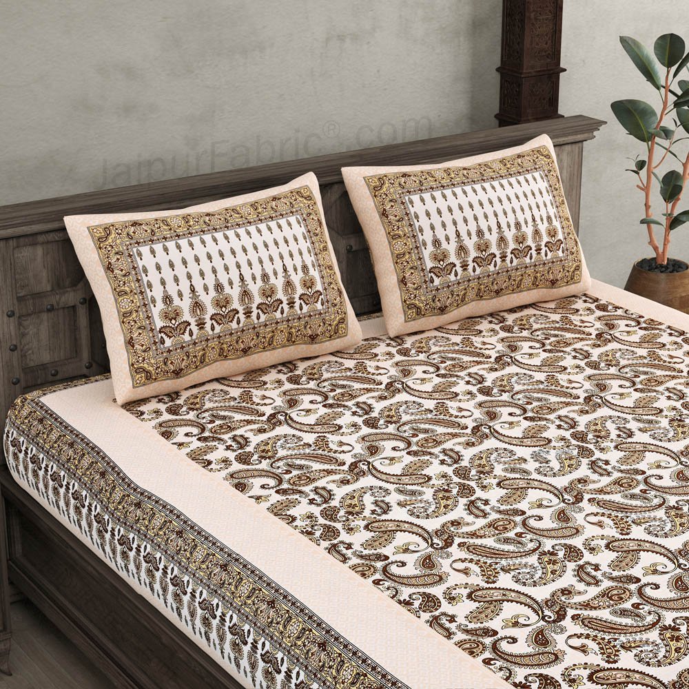 Forever Loved Brown Cotton Double Bedsheet