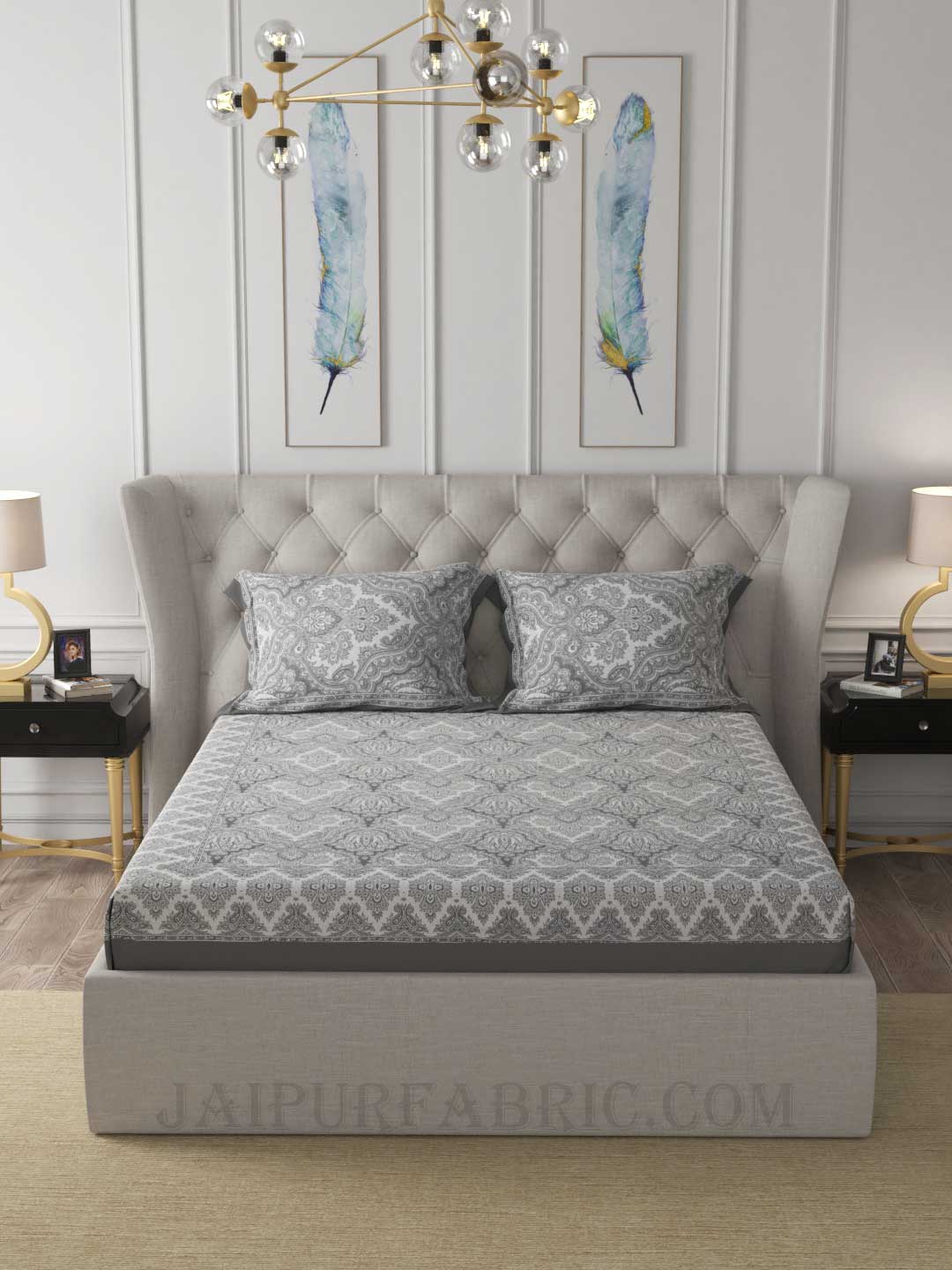 Royal Jacquard Cloud Gray Double Bedsheet