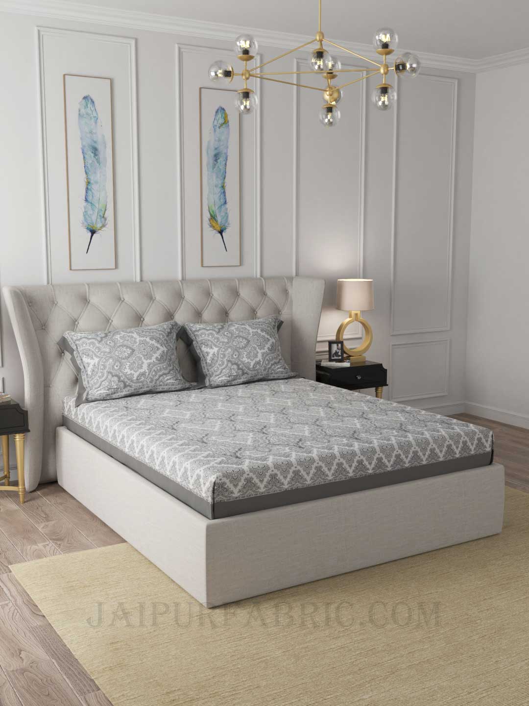 Royal Jacquard Cloud Gray Double Bedsheet